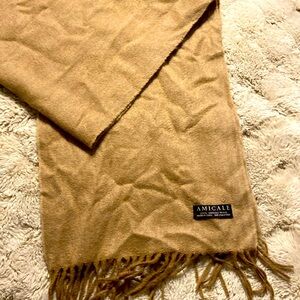 Amicale Unisex tan Fringe Merino Wool Scarf Size 11"x 64”